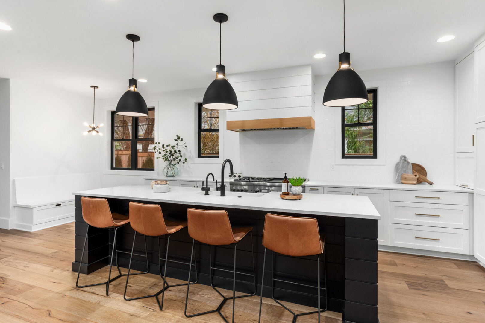 Kitchen counter with tall chairs